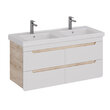 Тумба под умывальник Lemark OLIVIA 125 см подвесная,4 ящика, цвет корпуса: Дуб кантри, цвет фасада: Белый глянец LM08OL125T