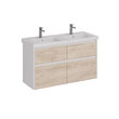 Тумба под умывальник Lemark COMBI 125 см под 2 раковины, подвесная/напольная,4 ящика, цвет фасада: Дуб кантри, цвет корпуса: Белый глянец LM03C125T-dub